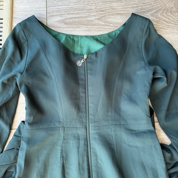 Modish Elegant Dark Green Ruffle Midi Dress - Picture 12 of 15